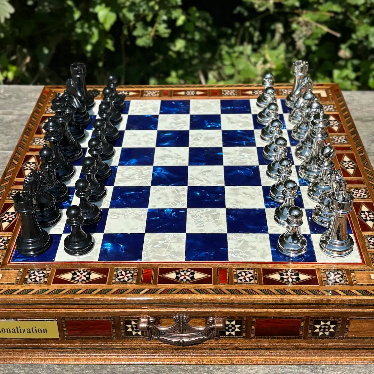 Personalized Wooden Chess Set – Custom Handmade Chess Board Gift for Him, Dad, Son – Unique Graduation, Birthday, Anniversary Present
