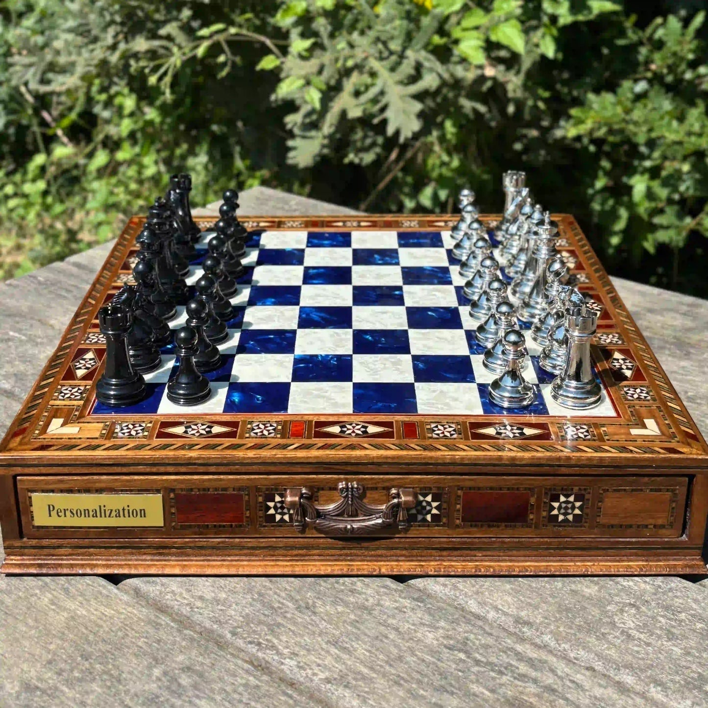 Personalized Wooden Chess Set – Custom Handmade Chess Board Gift for Him, Dad, Son – Unique Graduation, Birthday, Anniversary Present