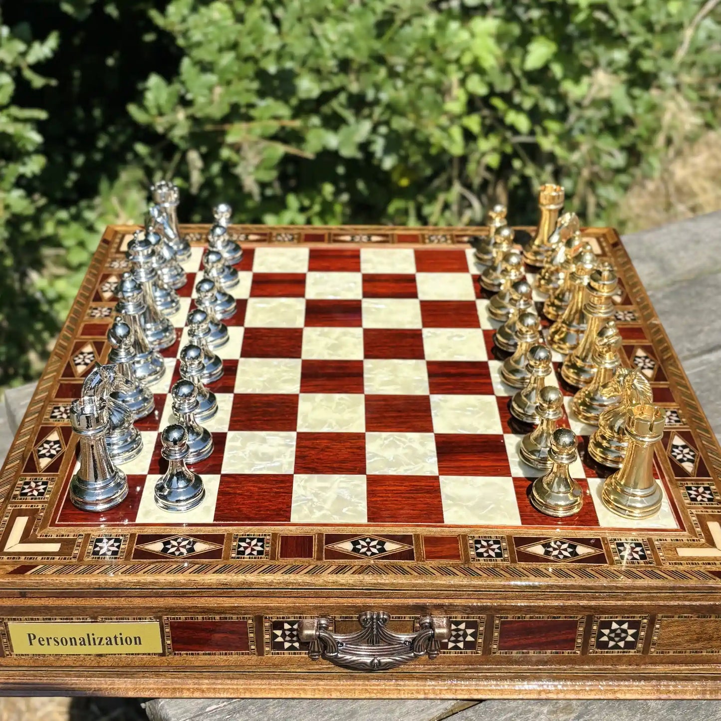 Custom Wooden Chess Set – Handmade Chess Board Gift for Him, Birthday Gift for Son, Graduation Gift, Personalized Chess Set, Gift for Her