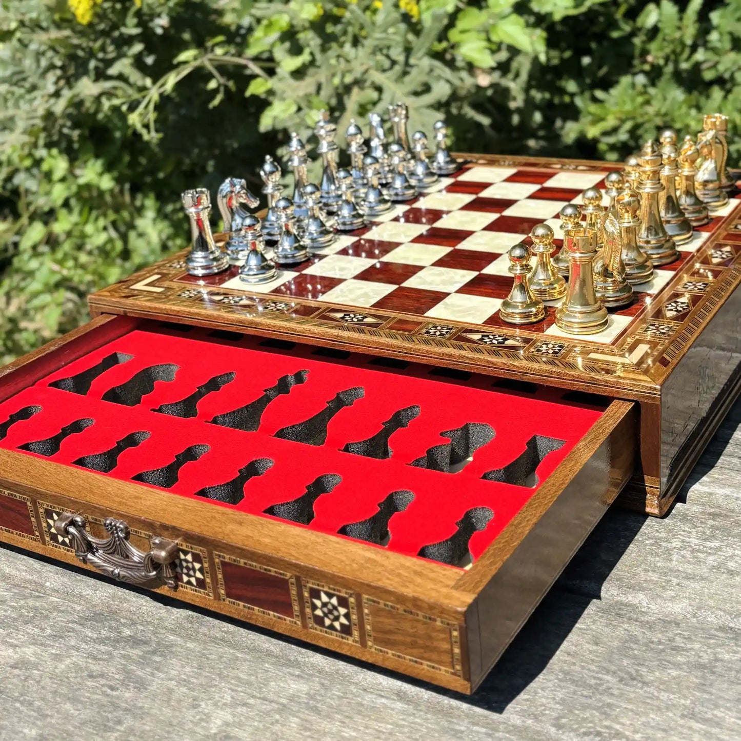 Custom Wooden Chess Set – Handmade Chess Board Gift for Him, Birthday Gift for Son, Graduation Gift, Personalized Chess Set, Gift for Her