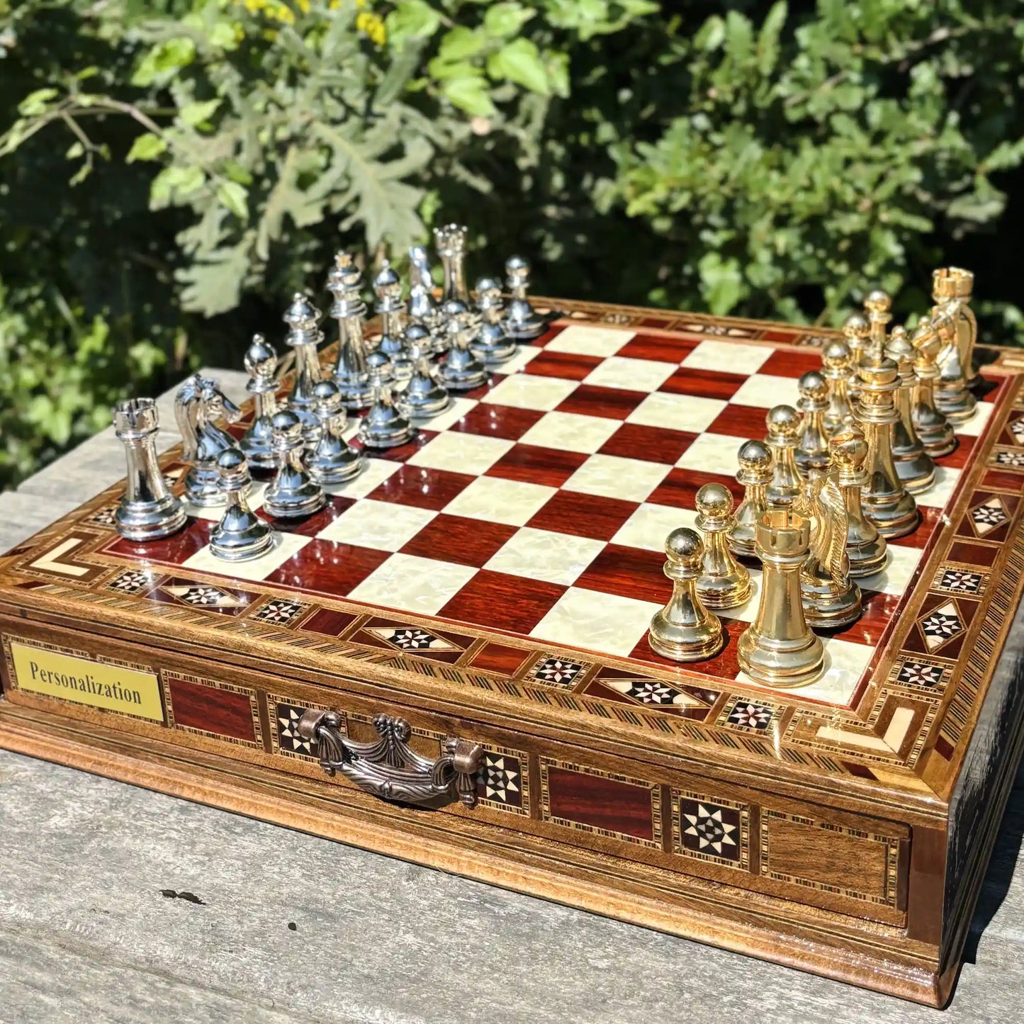Custom Wooden Chess Set – Handmade Chess Board Gift for Him, Birthday Gift for Son, Graduation Gift, Personalized Chess Set, Gift for Her
