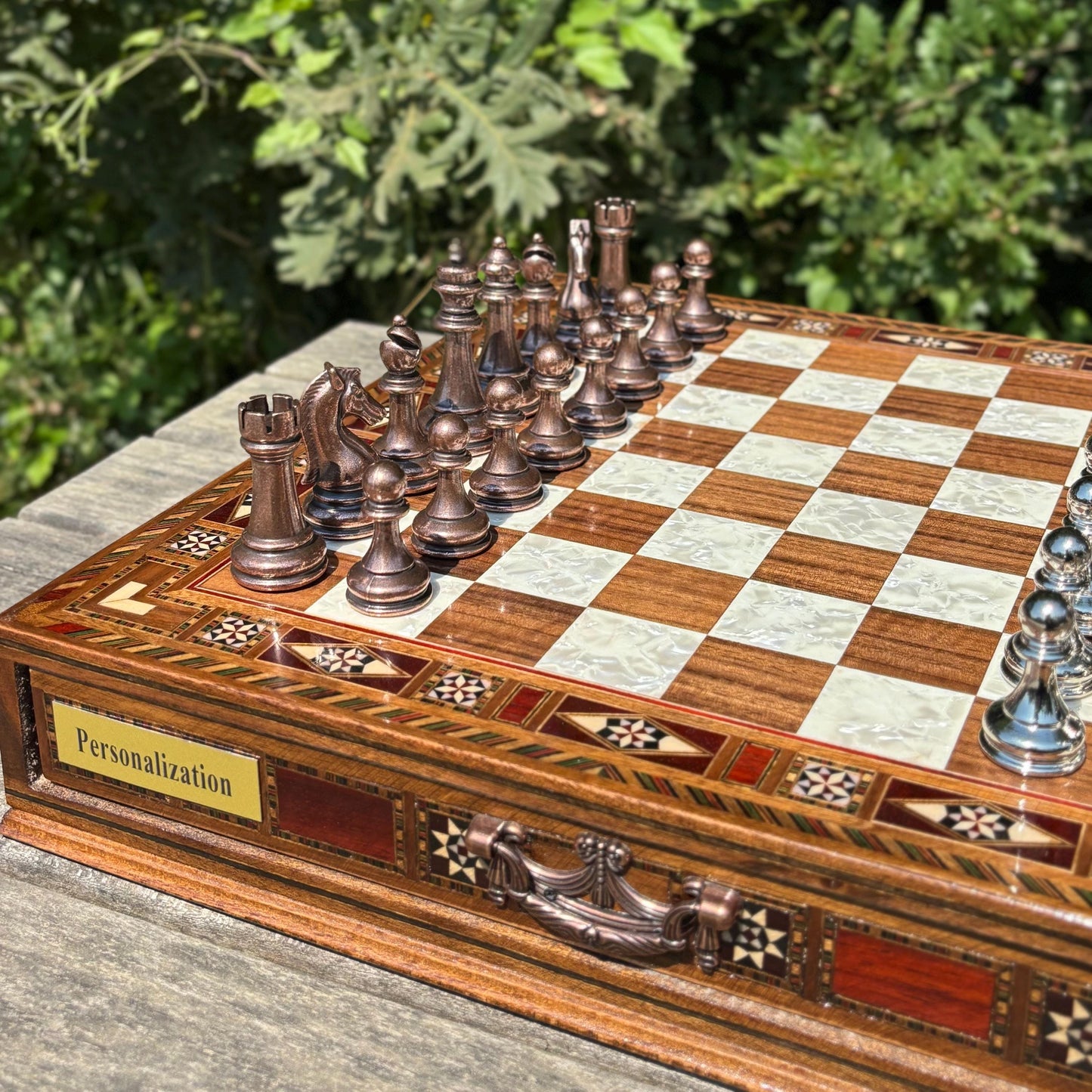 Custom Wooden Chess Set – Personalized Handmade Chess Board Gift for Him, Dad, Son – Unique Graduation, Birthday, or Anniversary Gift