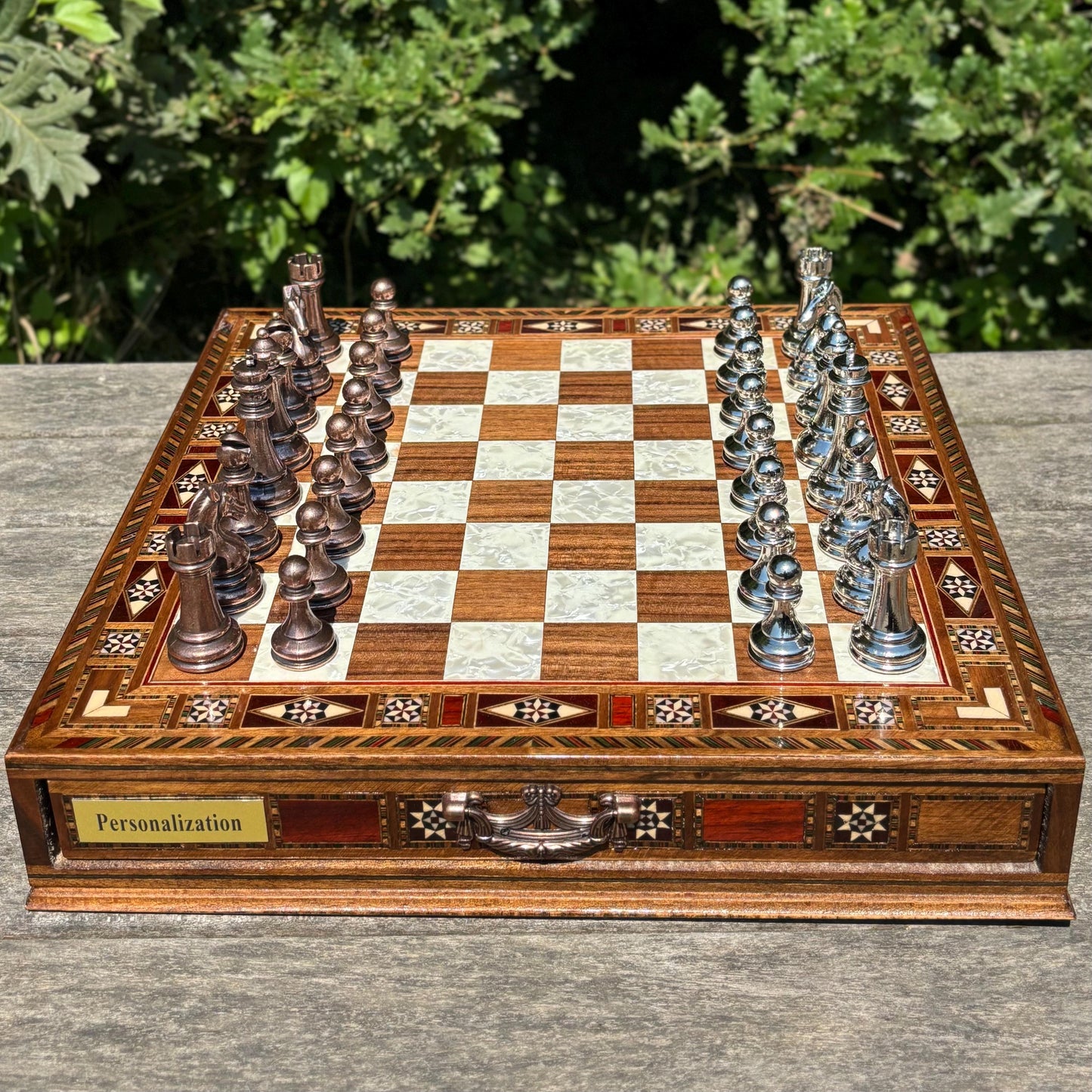 Custom Wooden Chess Set – Personalized Handmade Chess Board Gift for Him, Dad, Son – Unique Graduation, Birthday, or Anniversary Gift