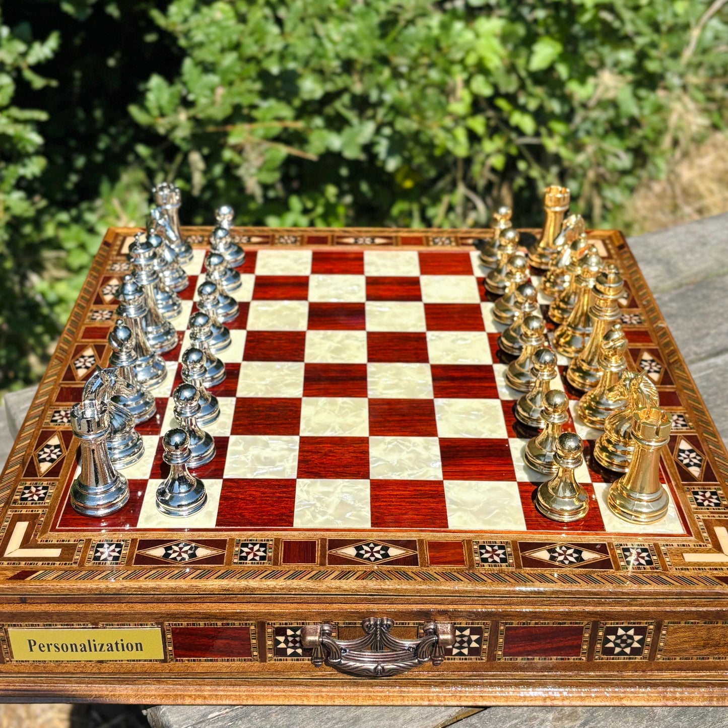 Custom Wooden Chess Set – Handmade Chess Board Gift for Him, Birthday Gift for Son, Graduation Gift, Personalized Chess Set, Gift for Her