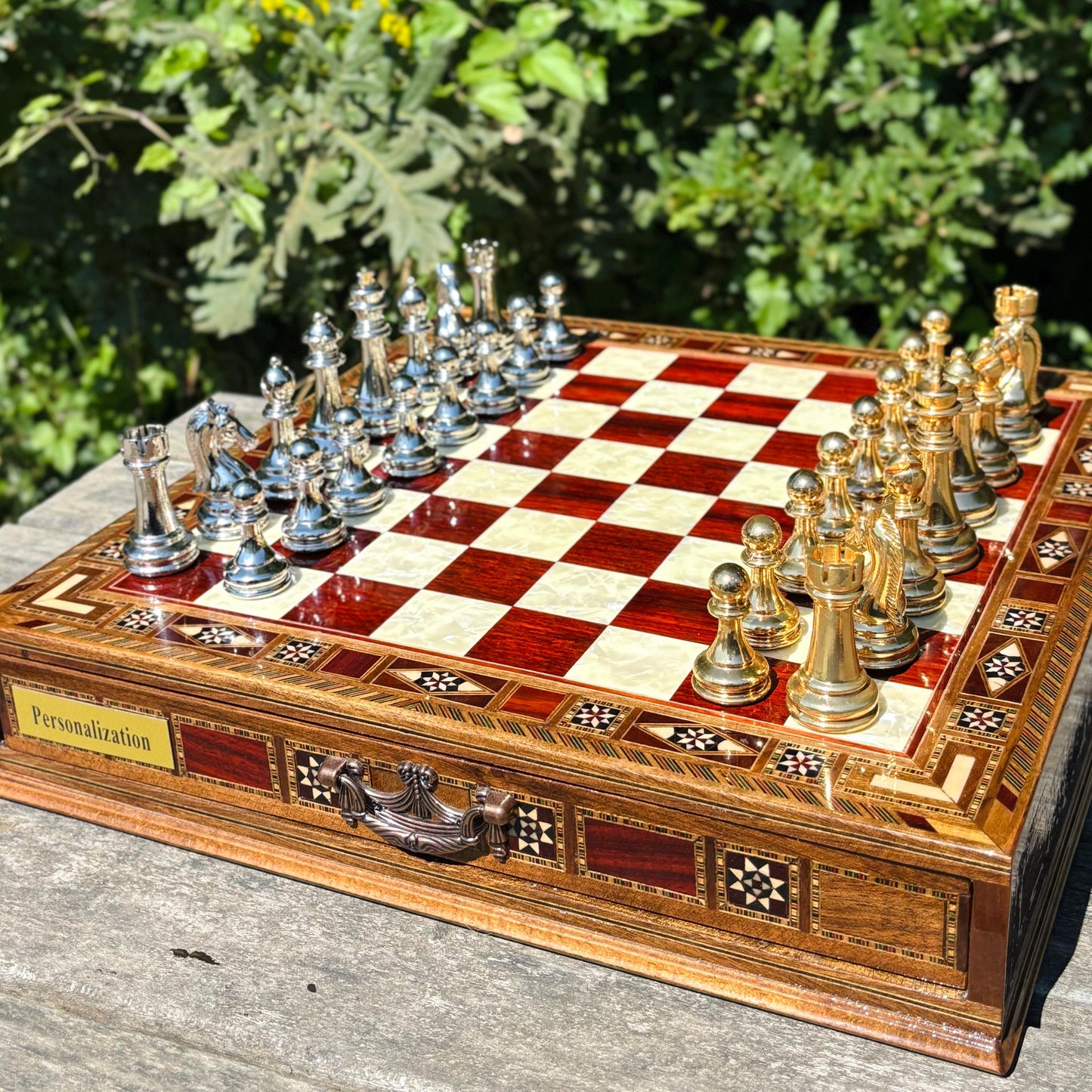 Custom Wooden Chess Set – Handmade Chess Board Gift for Him, Birthday Gift for Son, Graduation Gift, Personalized Chess Set, Gift for Her