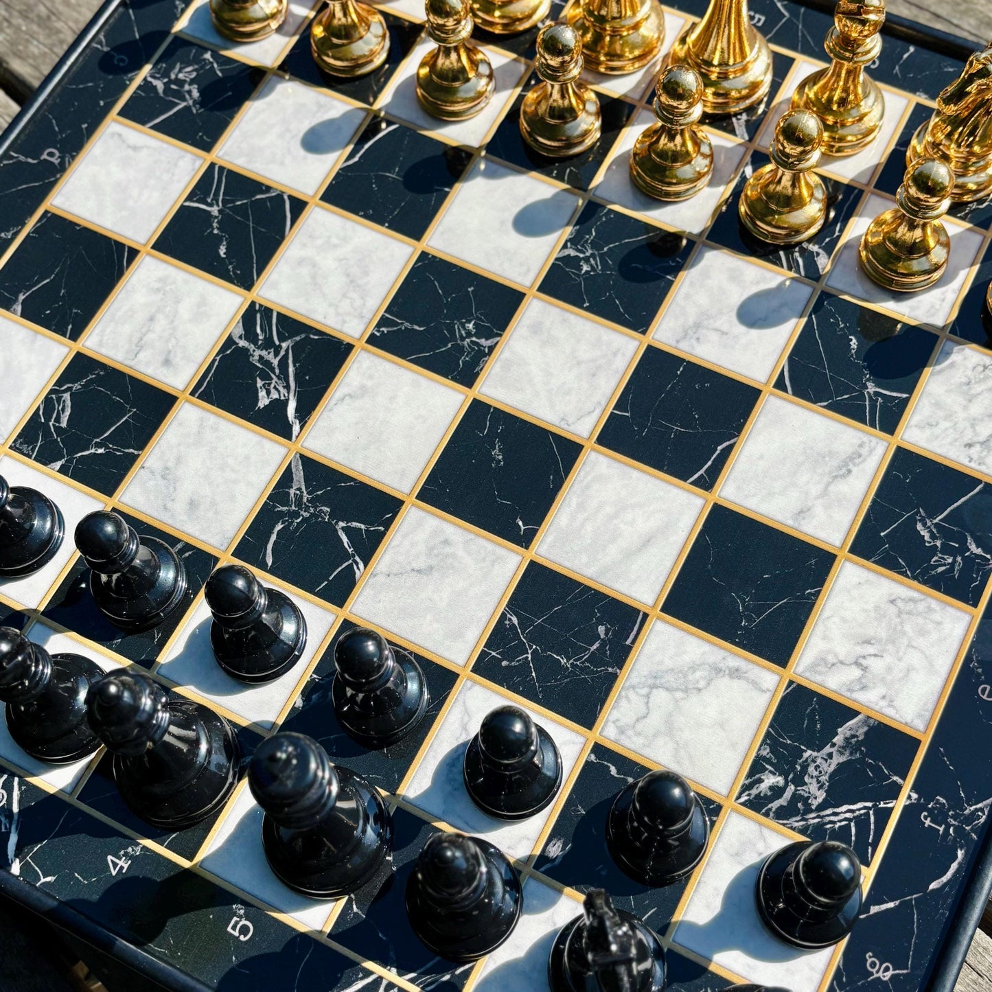 Personalized Chess Set – Handmade Wooden Chess Board with Storage & Metal Pieces – Gift for Dad, Husband, Son, or Him