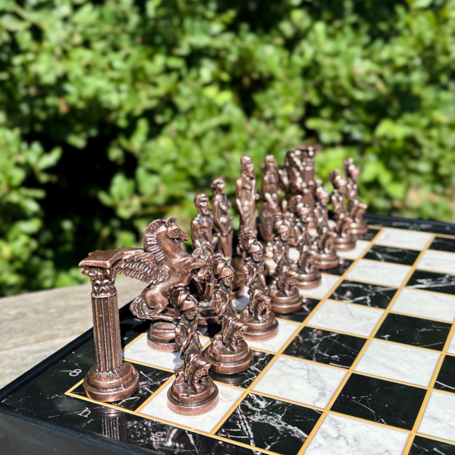 Handmade Wooden Chess Set with Storage – Custom Metal Pieces – Personalized Gift for Husband, Dad, Birthday, or Christmas