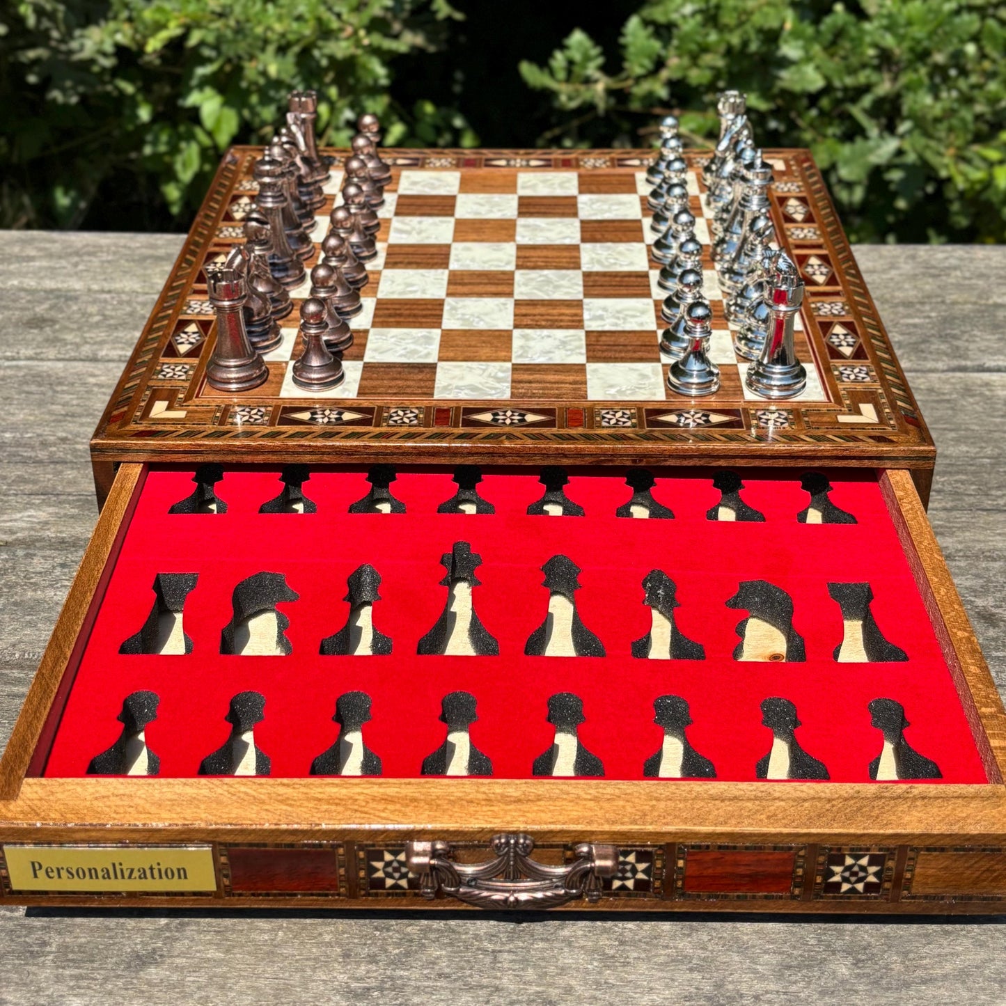 Custom Wooden Chess Set – Personalized Handmade Chess Board Gift for Him, Dad, Son – Unique Graduation, Birthday, or Anniversary Gift