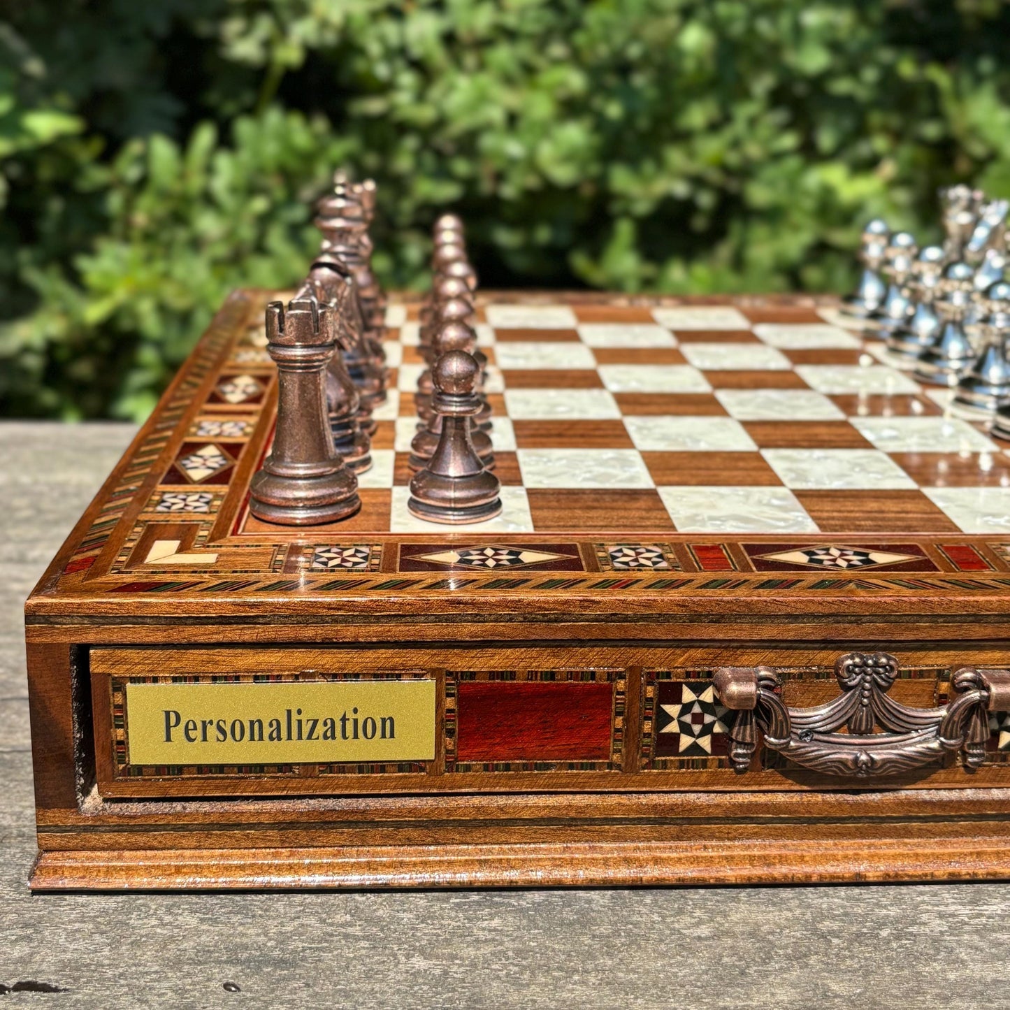 Custom Wooden Chess Set – Personalized Handmade Chess Board Gift for Him, Dad, Son – Unique Graduation, Birthday, or Anniversary Gift