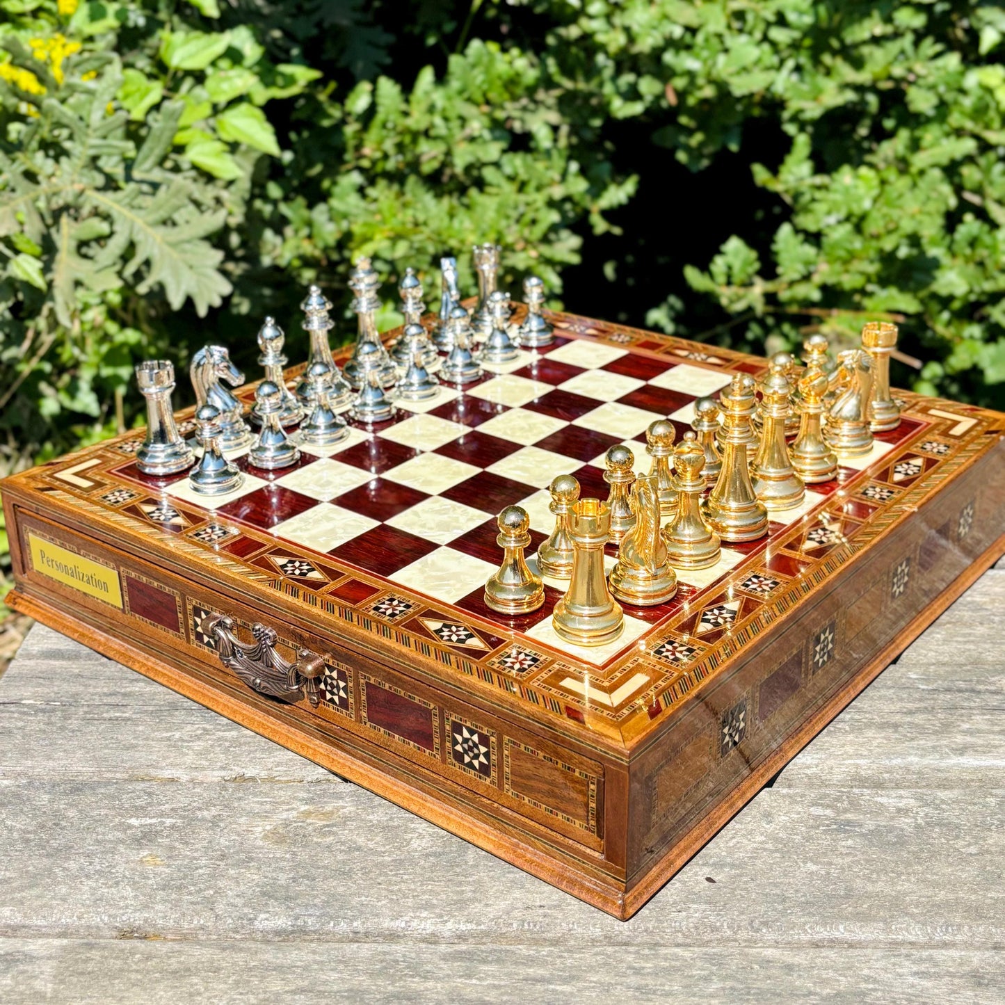 Custom Wooden Chess Set – Handmade Chess Board Gift for Him, Birthday Gift for Son, Graduation Gift, Personalized Chess Set, Gift for Her