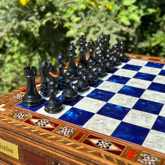 Personalized Wooden Chess Set – Custom Handmade Chess Board Gift for Him, Dad, Son – Unique Graduation, Birthday, Anniversary Present