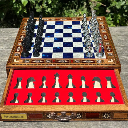 Personalized Wooden Chess Set – Custom Handmade Chess Board Gift for Him, Dad, Son – Unique Graduation, Birthday, Anniversary Present