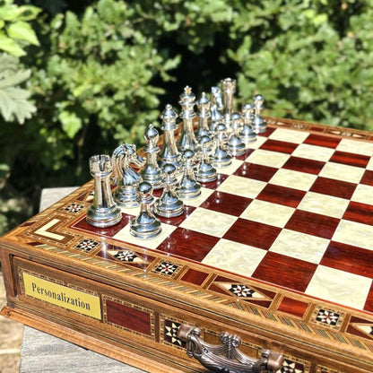 Custom Wooden Chess Set – Handmade Chess Board Gift for Him, Birthday Gift for Son, Graduation Gift, Personalized Chess Set, Gift for Her