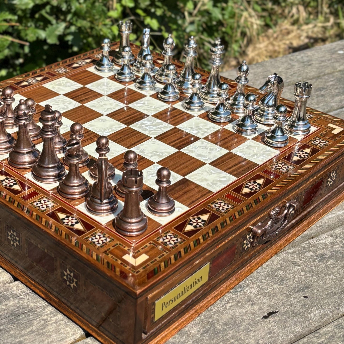 Custom Wooden Chess Set – Personalized Handmade Chess Board Gift for Him, Dad, Son – Unique Graduation, Birthday, or Anniversary Gift