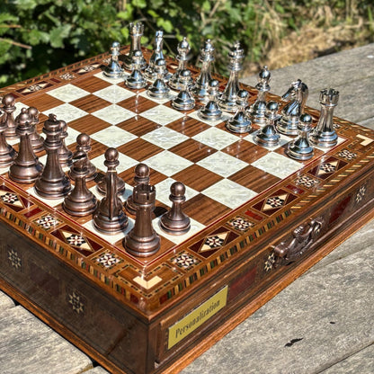 Custom Wooden Chess Set – Personalized Handmade Chess Board Gift for Him, Dad, Son – Unique Graduation, Birthday, or Anniversary Gift
