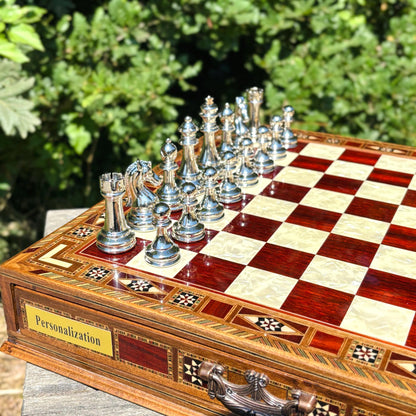 Custom Wooden Chess Set – Handmade Chess Board Gift for Him, Birthday Gift for Son, Graduation Gift, Personalized Chess Set, Gift for Her