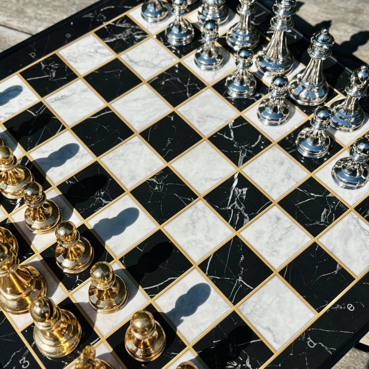 Custom Chess Board Set with Storage – Handmade Wooden Chess Set with Metal Pieces – Unique Gift for Men, Dad, Husband
