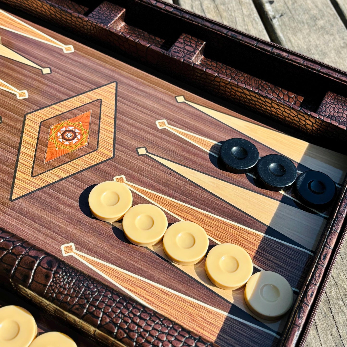 Personalized Leather Backgammon Set – Handmade Wooden Game Board Gift for Him, Anniversary or Birthday Gift for Husband or Boyfriend