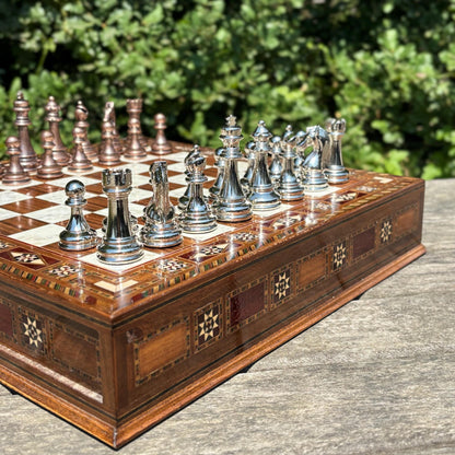 Custom Wooden Chess Set – Personalized Handmade Chess Board Gift for Him, Dad, Son – Unique Graduation, Birthday, or Anniversary Gift
