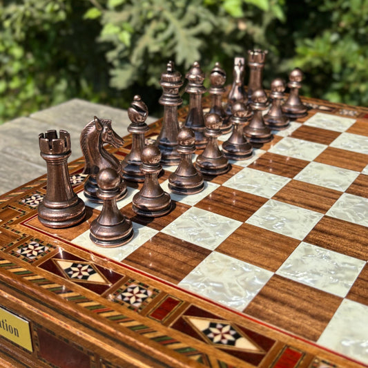 Custom Wooden Chess Set – Personalized Handmade Chess Board Gift for Him, Dad, Son – Unique Graduation, Birthday, or Anniversary Gift