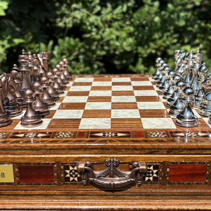 Custom Wooden Chess Set – Personalized Handmade Chess Board Gift for Him, Dad, Son – Unique Graduation, Birthday, or Anniversary Gift