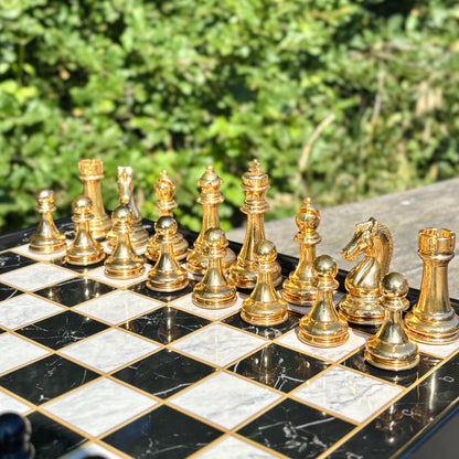 Personalized Chess Set – Handmade Wooden Chess Board with Storage & Metal Pieces – Gift for Dad, Husband, Son, or Him