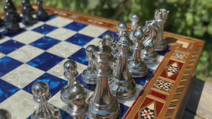 Personalized Wooden Chess Set – Custom Handmade Chess Board Gift for Him, Dad, Son – Unique Graduation, Birthday, Anniversary Present